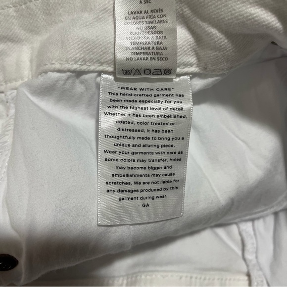 Good American Icon Shorts White Denim Plus Size 18 High Rise Raw Hem Bermuda - Picture 10 of 11